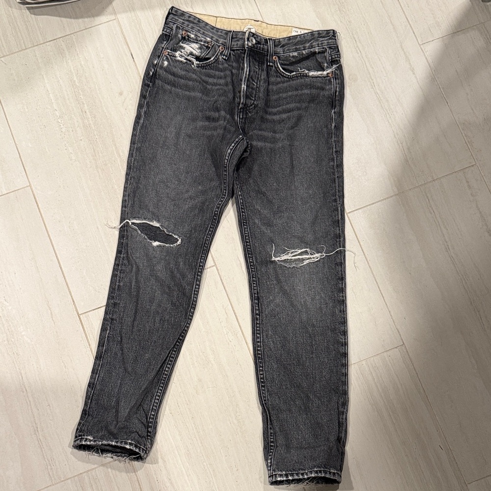 Rag & bone Slim Straight Black Distressed Women’s  boyfriend Jeans‎ size 26